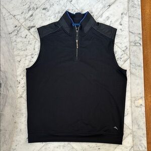 Tommy Bahama Black Zip-Up Vest with Blue Accents